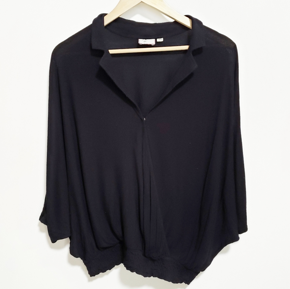 ANTHROPOLOGIE Postage Stamp Black Top